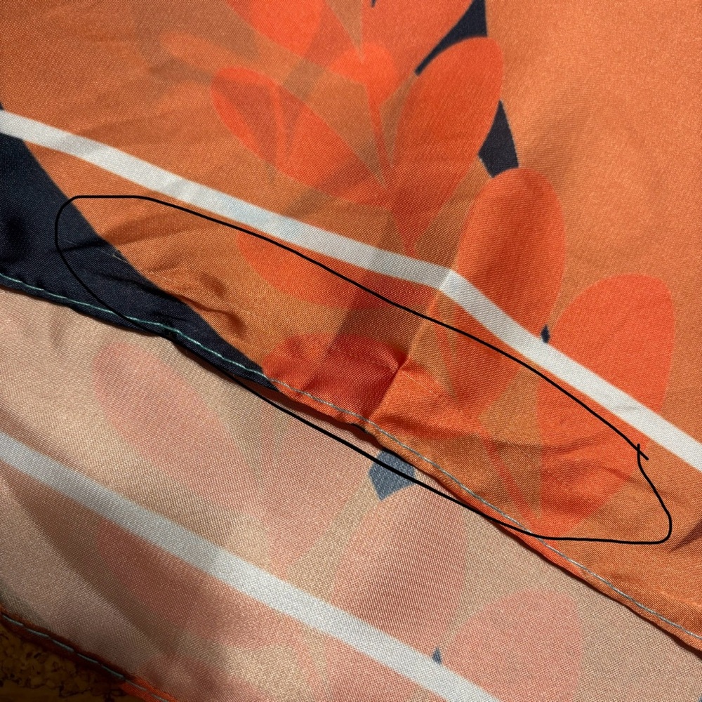 Reyna Noriega x Goody Ouchless Satin Floral Teal and Orange Square Scarf - Picture 9 of 10